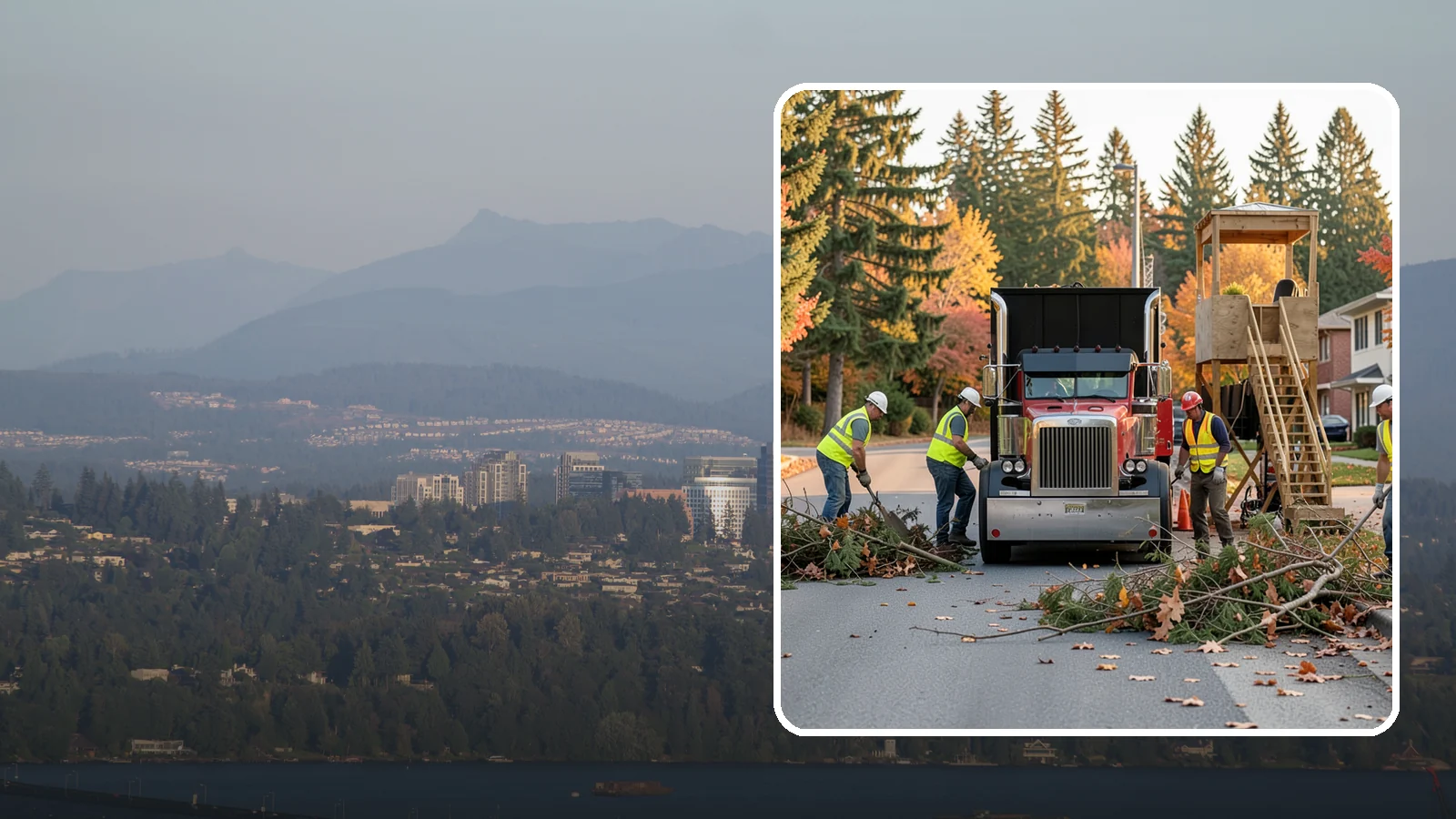 Storm Debris Collection in Medina, King County, WA - Post-storm collection of downed limbs, branches, and wind-blown debris from public areas.