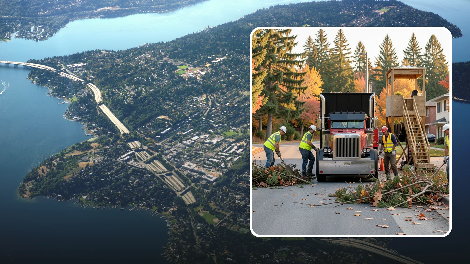 Storm Debris Collection in Mercer Island, King County, WA - Post-storm collection of downed limbs, branches, and wind-blown debris from public areas.
