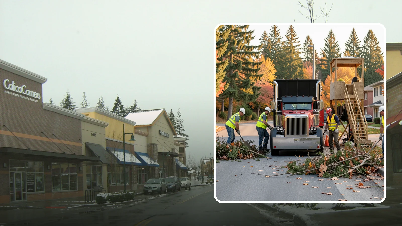 Storm Debris Collection in Mill Creek, Snohomish County, WA - Post-storm collection of downed limbs, branches, and wind-blown debris from public areas.