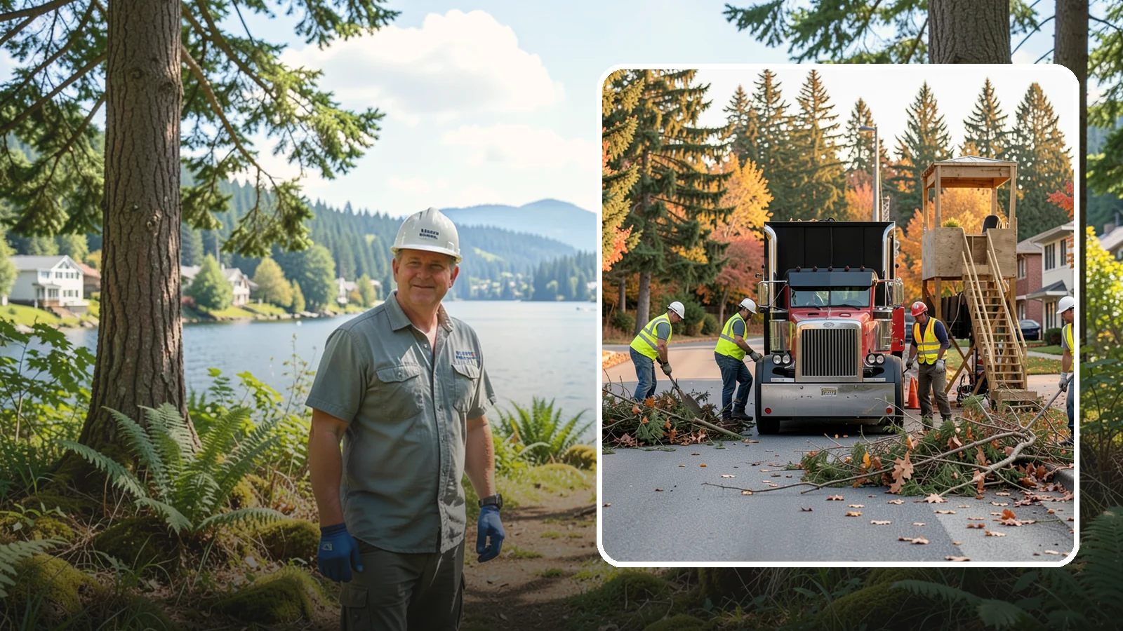 Storm Debris Collection in Milton, King County, WA - Post-storm collection of downed limbs, branches, and wind-blown debris from public areas.