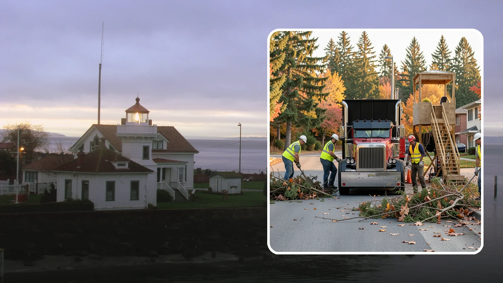 Storm Debris Collection in Mukilteo, Snohomish County, WA - Post-storm collection of downed limbs, branches, and wind-blown debris from public areas.