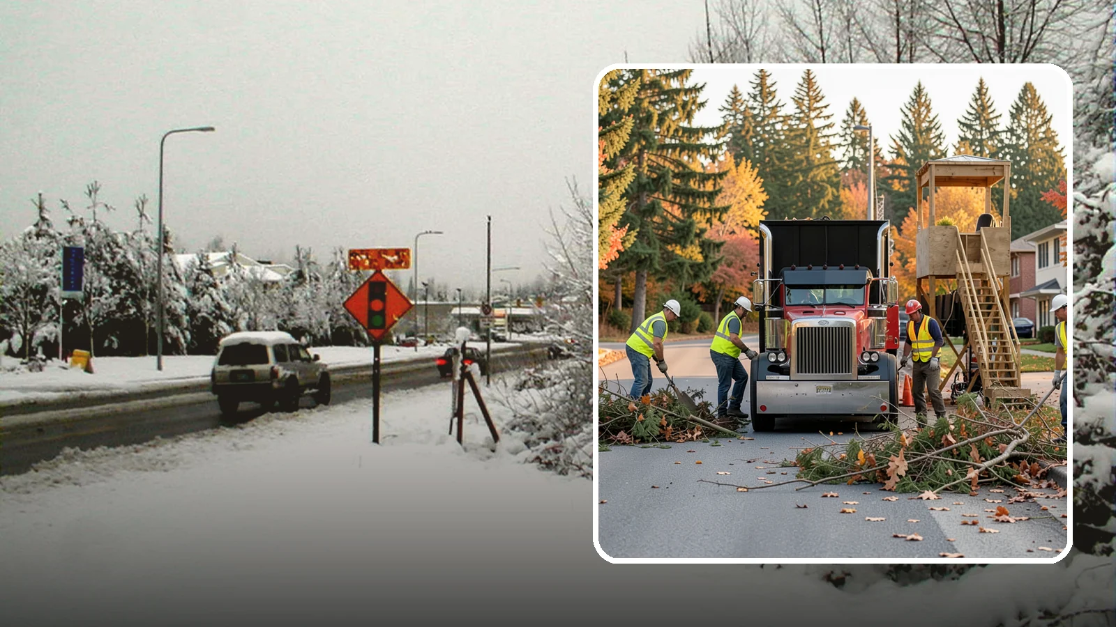 Storm Debris Collection in Newcastle, King County, WA - Post-storm collection of downed limbs, branches, and wind-blown debris from public areas.