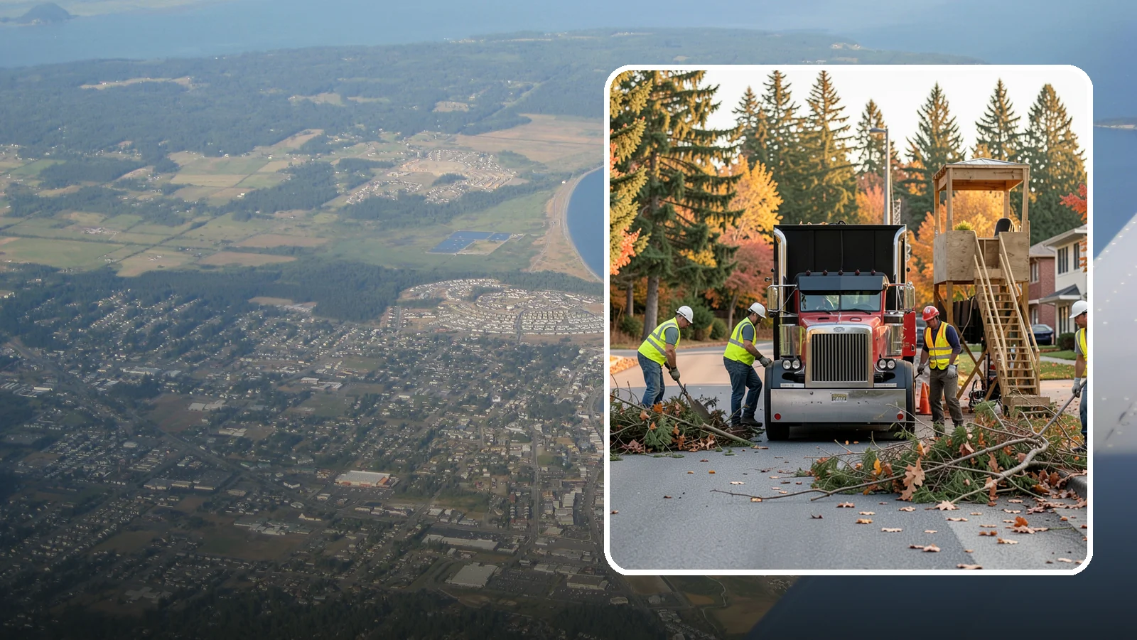 Storm Debris Collection in Oak Harbor, Island County, WA - Post-storm collection of downed limbs, branches, and wind-blown debris from public areas.