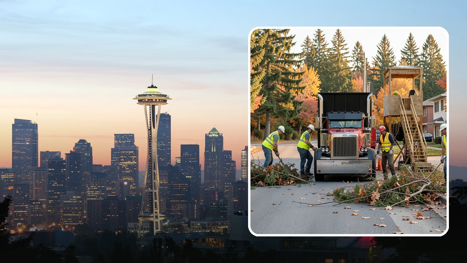 Storm Debris Collection in Seattle, King County, WA - Post-storm collection of downed limbs, branches, and wind-blown debris from public areas.