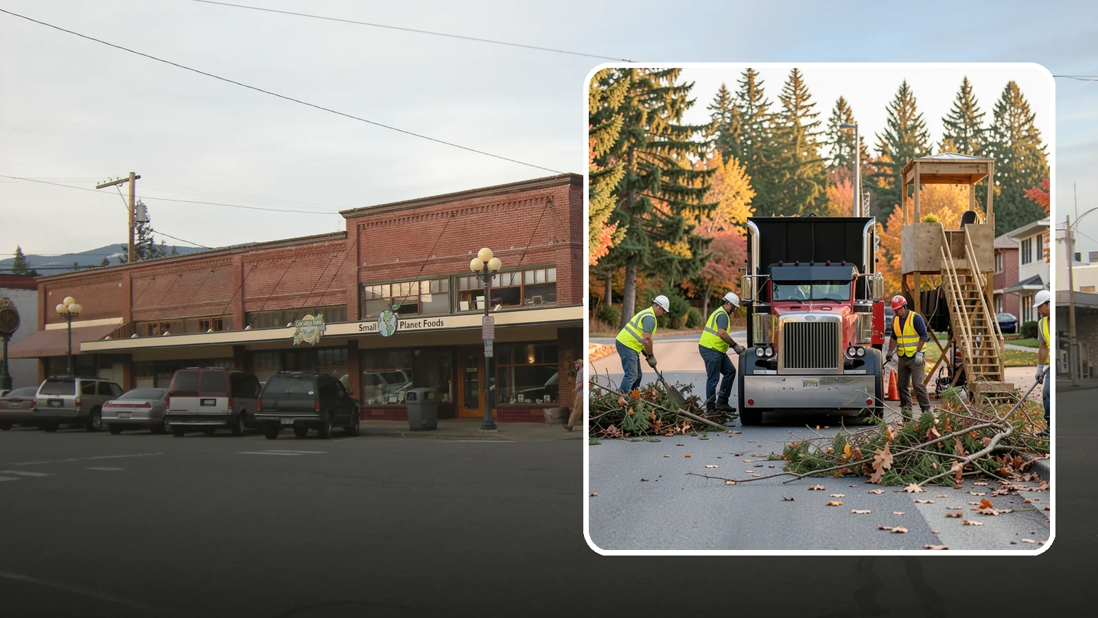 Storm Debris Collection in Sedro-Woolley, Skagit County, WA - Post-storm collection of downed limbs, branches, and wind-blown debris from public areas.