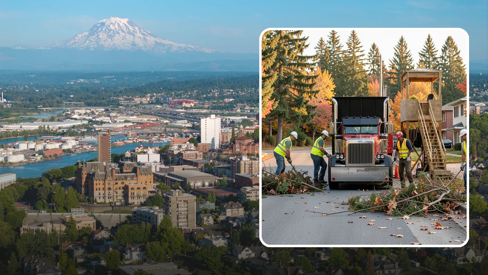 Storm Debris Collection in Tacoma, Pierce County, WA - Post-storm collection of downed limbs, branches, and wind-blown debris from public areas.