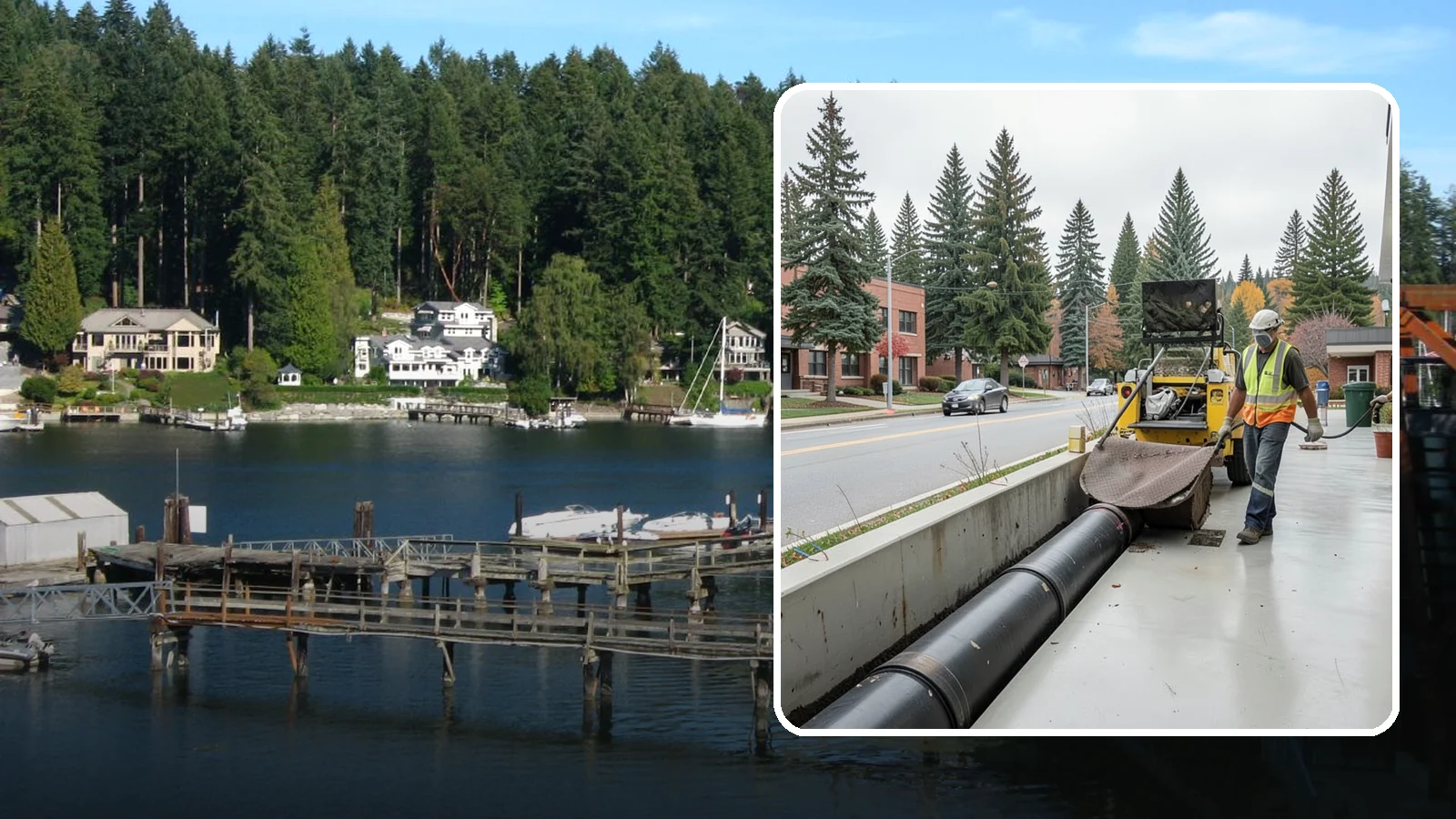 Storm Drain Cleaning in Gig Harbor, Pierce County, WA - Storm drain line cleaning that clears pipes and conveyances to maintain full stormwater flow capacity.