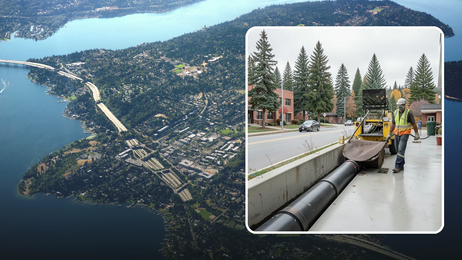 Storm Drain Cleaning in Mercer Island, King County, WA - Storm drain line cleaning that clears pipes and conveyances to maintain full stormwater flow capacity.