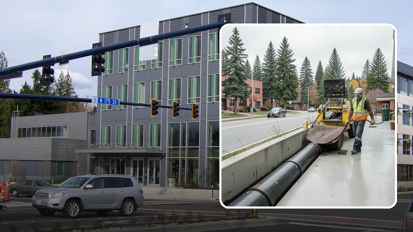 Storm Drain Cleaning in Shoreline, King County, WA - Storm drain line cleaning that clears pipes and conveyances to maintain full stormwater flow capacity.