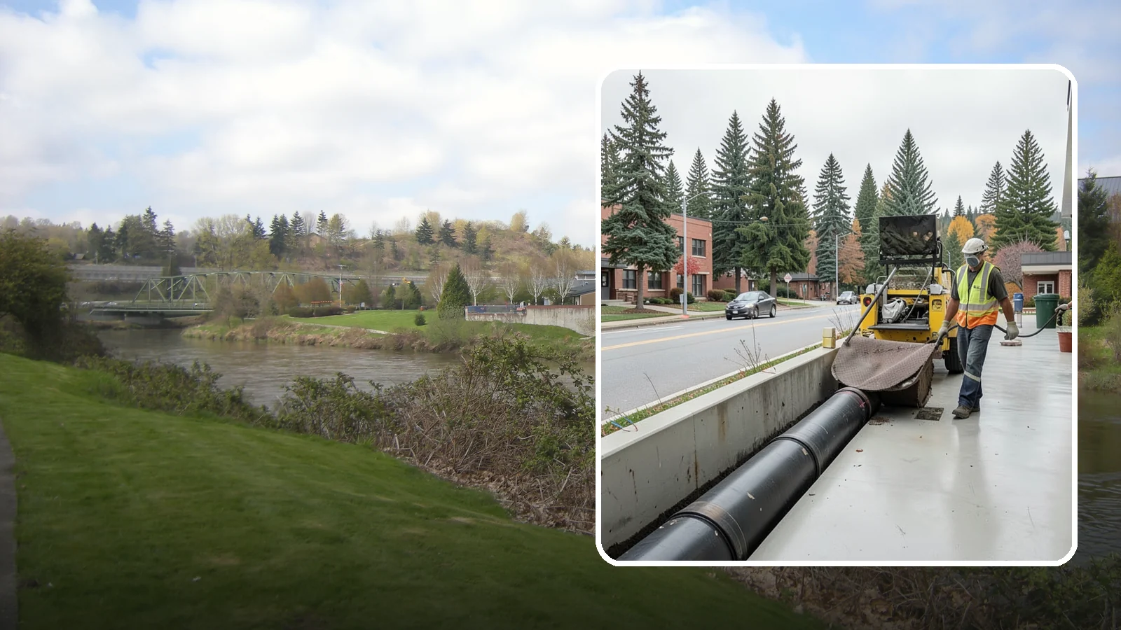 Storm Drain Cleaning in Tukwila, King County, WA - Storm drain line cleaning that clears pipes and conveyances to maintain full stormwater flow capacity.