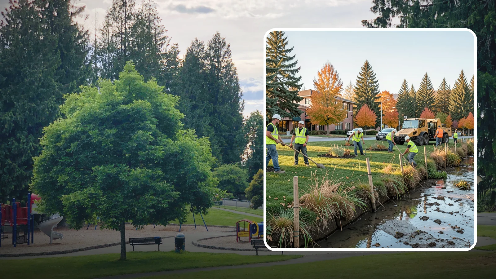 Stream Bank Restoration in Bonney Lake, Pierce County, WA - Stabilization and revegetation of eroding stream banks using bioengineering methods.