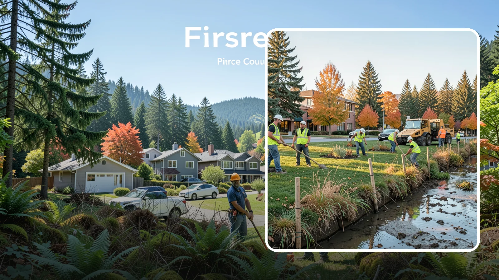 Stream Bank Restoration in Fircrest, Pierce County, WA - Stabilization and revegetation of eroding stream banks using bioengineering methods.