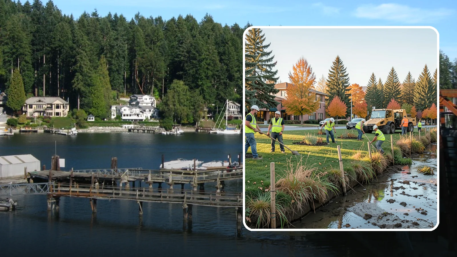 Stream Bank Restoration in Gig Harbor, Pierce County, WA - Stabilization and revegetation of eroding stream banks using bioengineering methods.