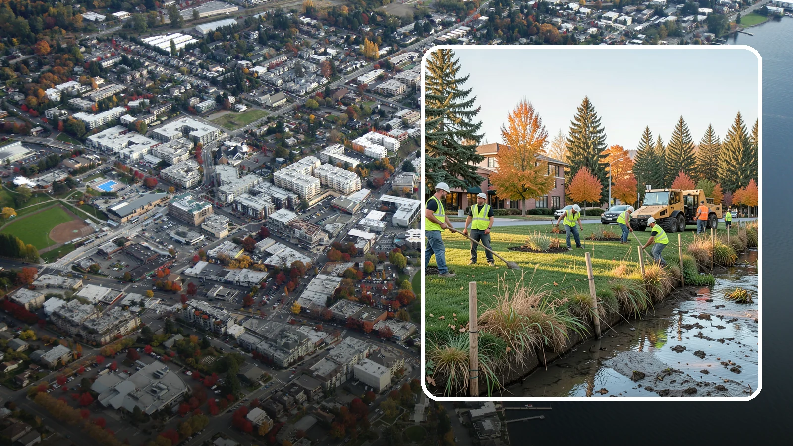 Stream Bank Restoration in Kirkland, King County, WA - Stabilization and revegetation of eroding stream banks using bioengineering methods.