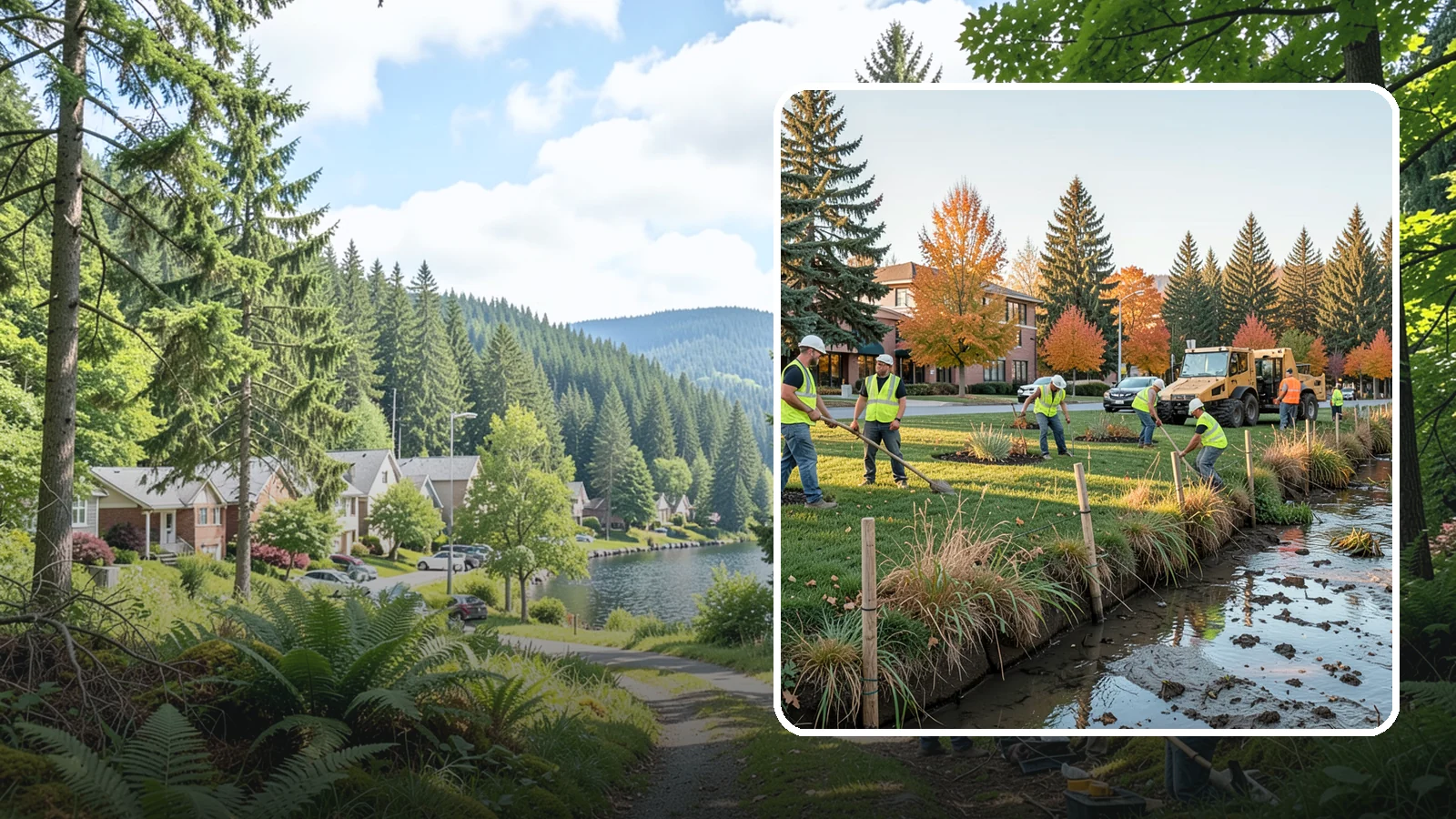 Stream Bank Restoration in Lake Forest Park, King County, WA - Stabilization and revegetation of eroding stream banks using bioengineering methods.