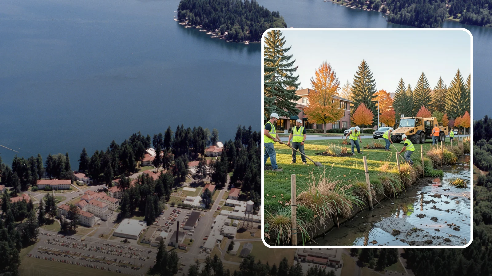 Stream Bank Restoration in Lakewood, Pierce County, WA - Stabilization and revegetation of eroding stream banks using bioengineering methods.