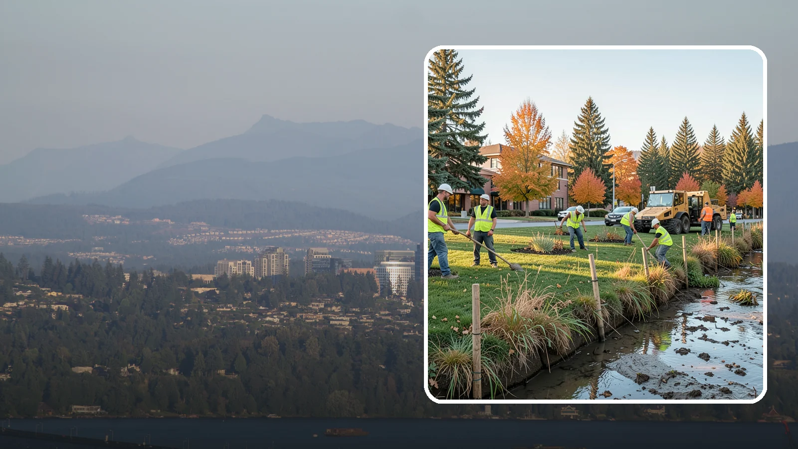 Stream Bank Restoration in Medina, King County, WA - Stabilization and revegetation of eroding stream banks using bioengineering methods.