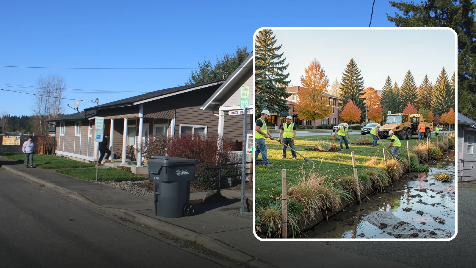 Stream Bank Restoration in South Prairie, Pierce County, WA - Stabilization and revegetation of eroding stream banks using bioengineering methods.