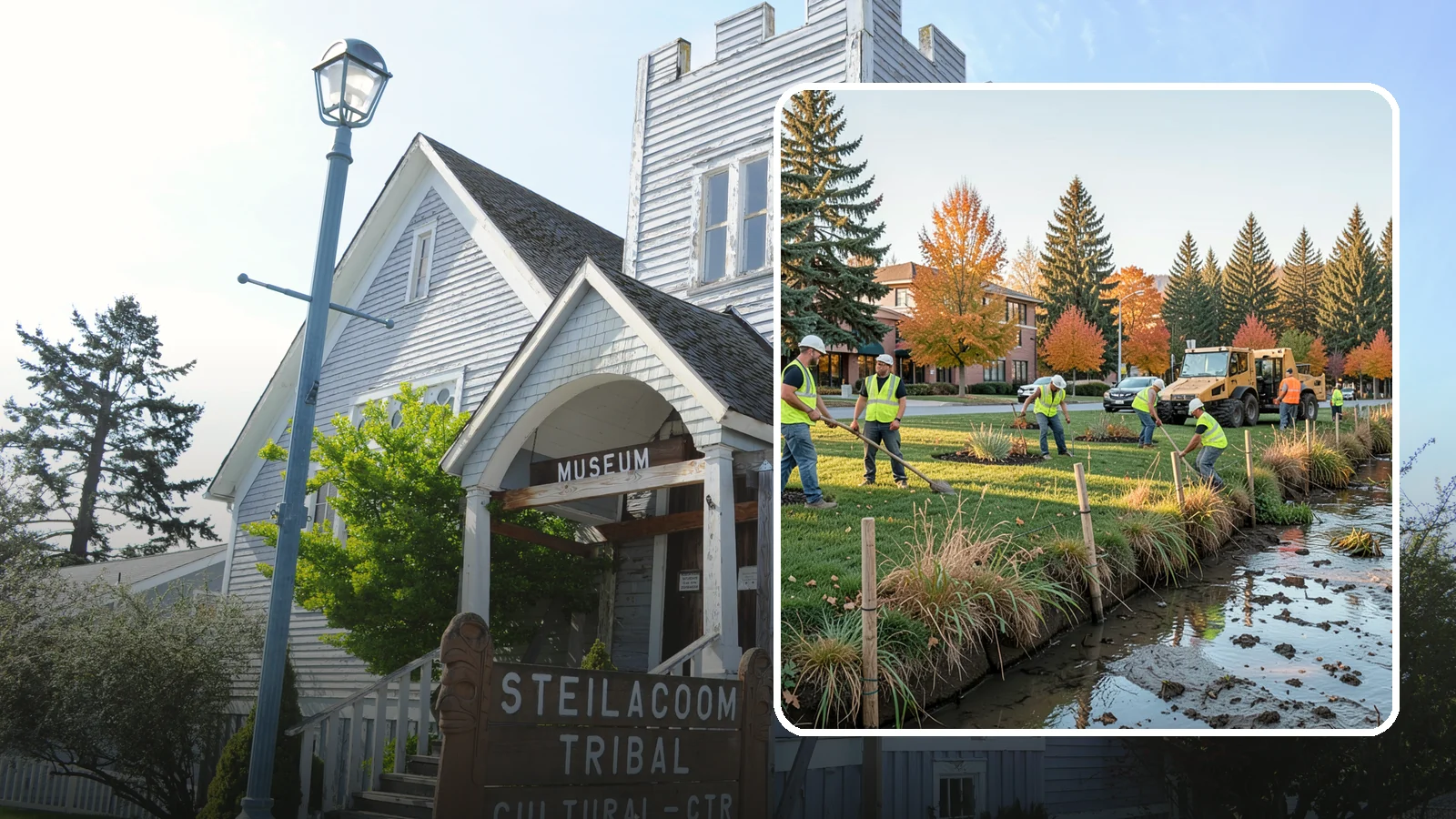 Stream Bank Restoration in Steilacoom, Pierce County, WA - Stabilization and revegetation of eroding stream banks using bioengineering methods.