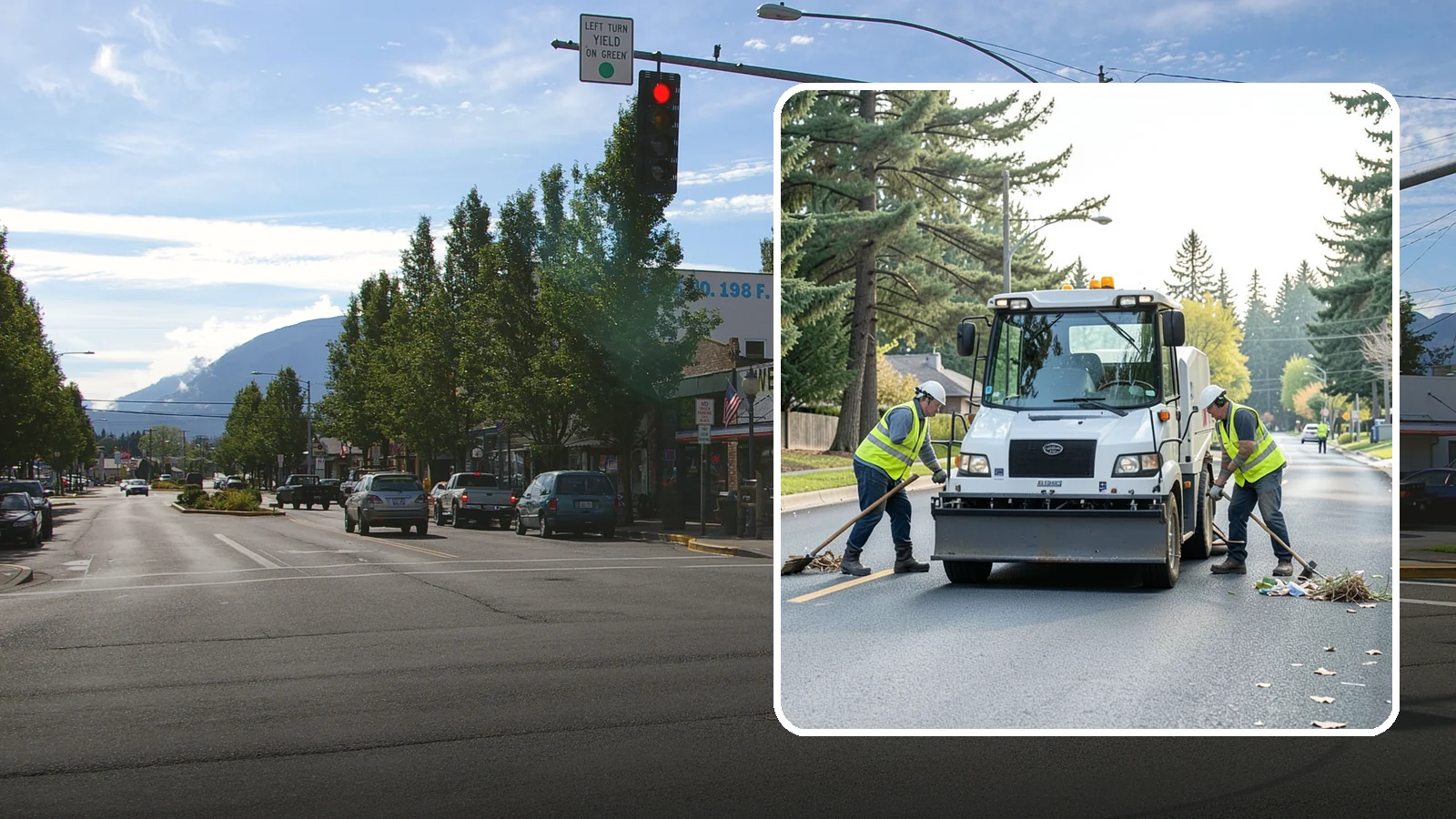 Street Litter Removal in North Bend, King County, WA - Routine collection of litter from streets, gutters, and curb lines across defined municipal routes.