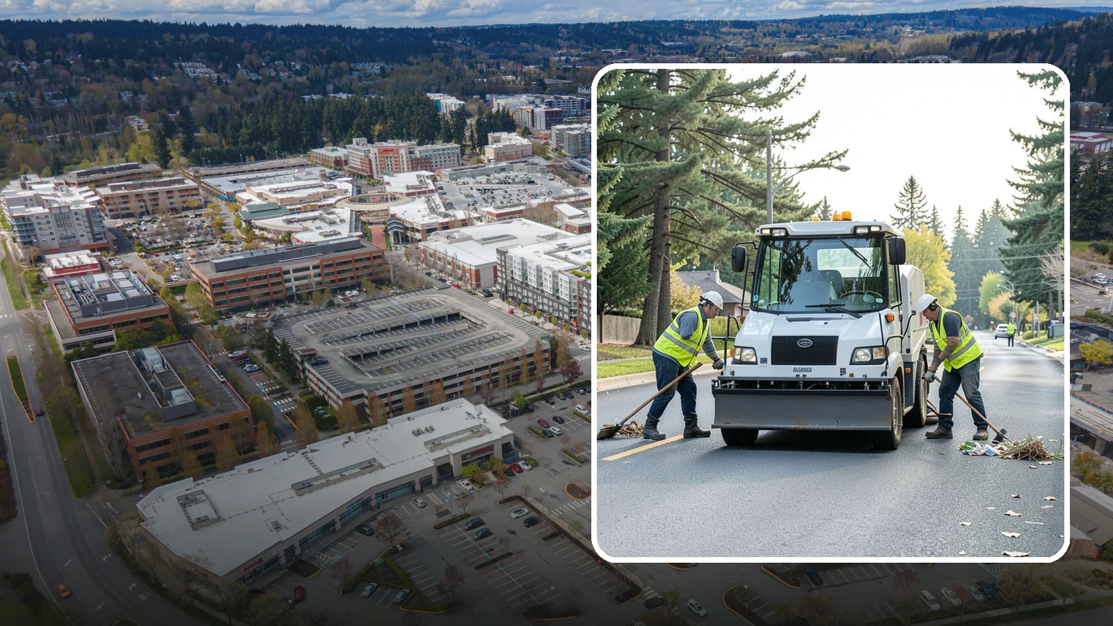 Street Litter Removal in Redmond, King County, WA - Routine collection of litter from streets, gutters, and curb lines across defined municipal routes.