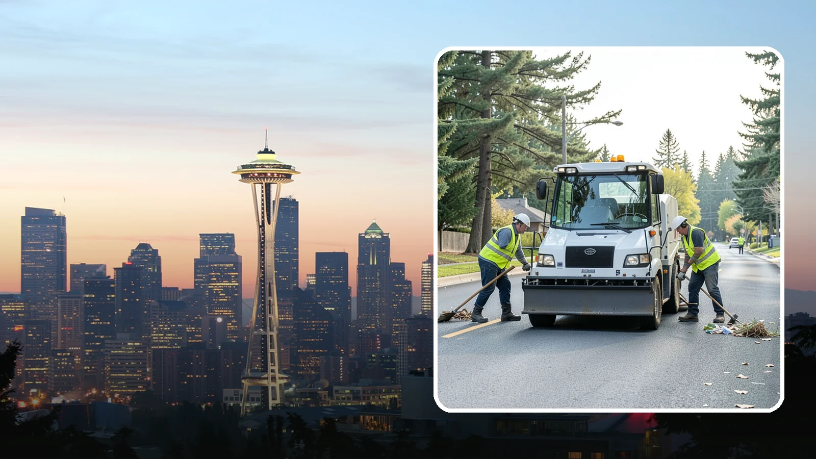 Street Litter Removal in Seattle, King County, WA - Routine collection of litter from streets, gutters, and curb lines across defined municipal routes.