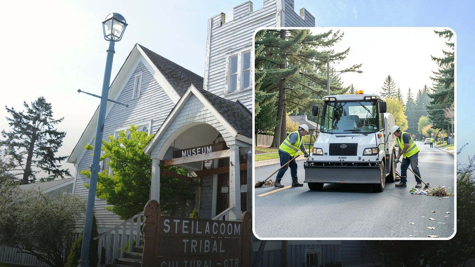 Street Litter Removal in Steilacoom, Pierce County, WA - Routine collection of litter from streets, gutters, and curb lines across defined municipal routes.