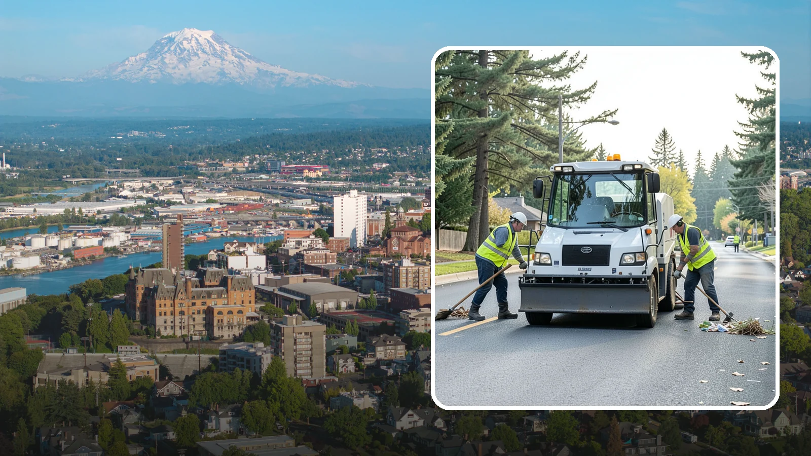 Street Litter Removal in Tacoma, Pierce County, WA - Routine collection of litter from streets, gutters, and curb lines across defined municipal routes.