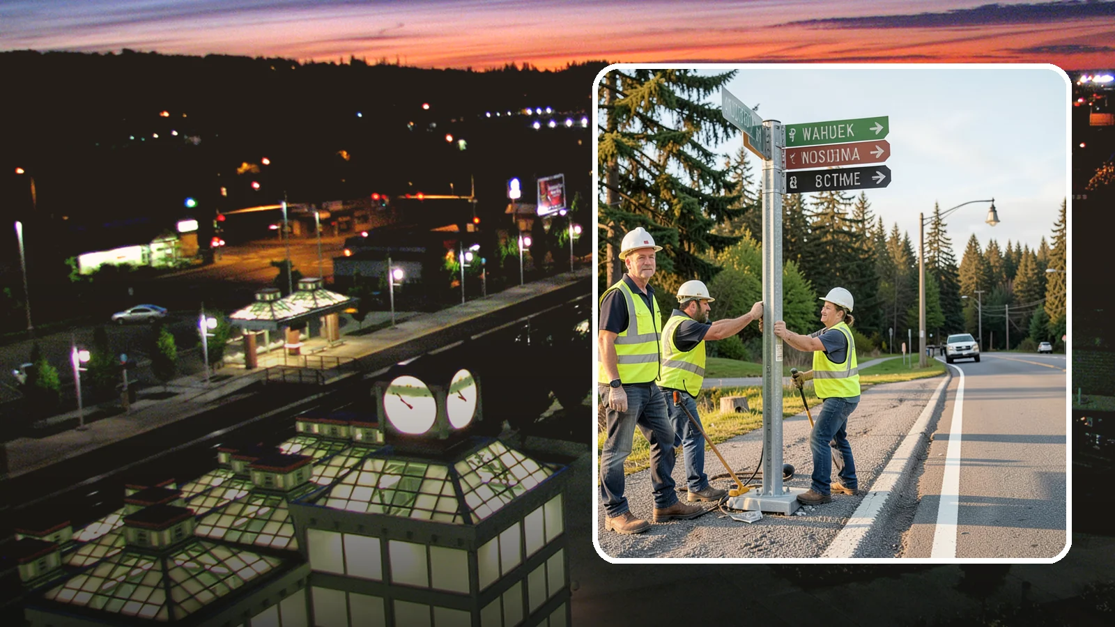 Street Name Sign Installation in Auburn, King County, WA - Fabrication and installation of MUTCD-compliant street name signs meeting current retroreflectivity standards.