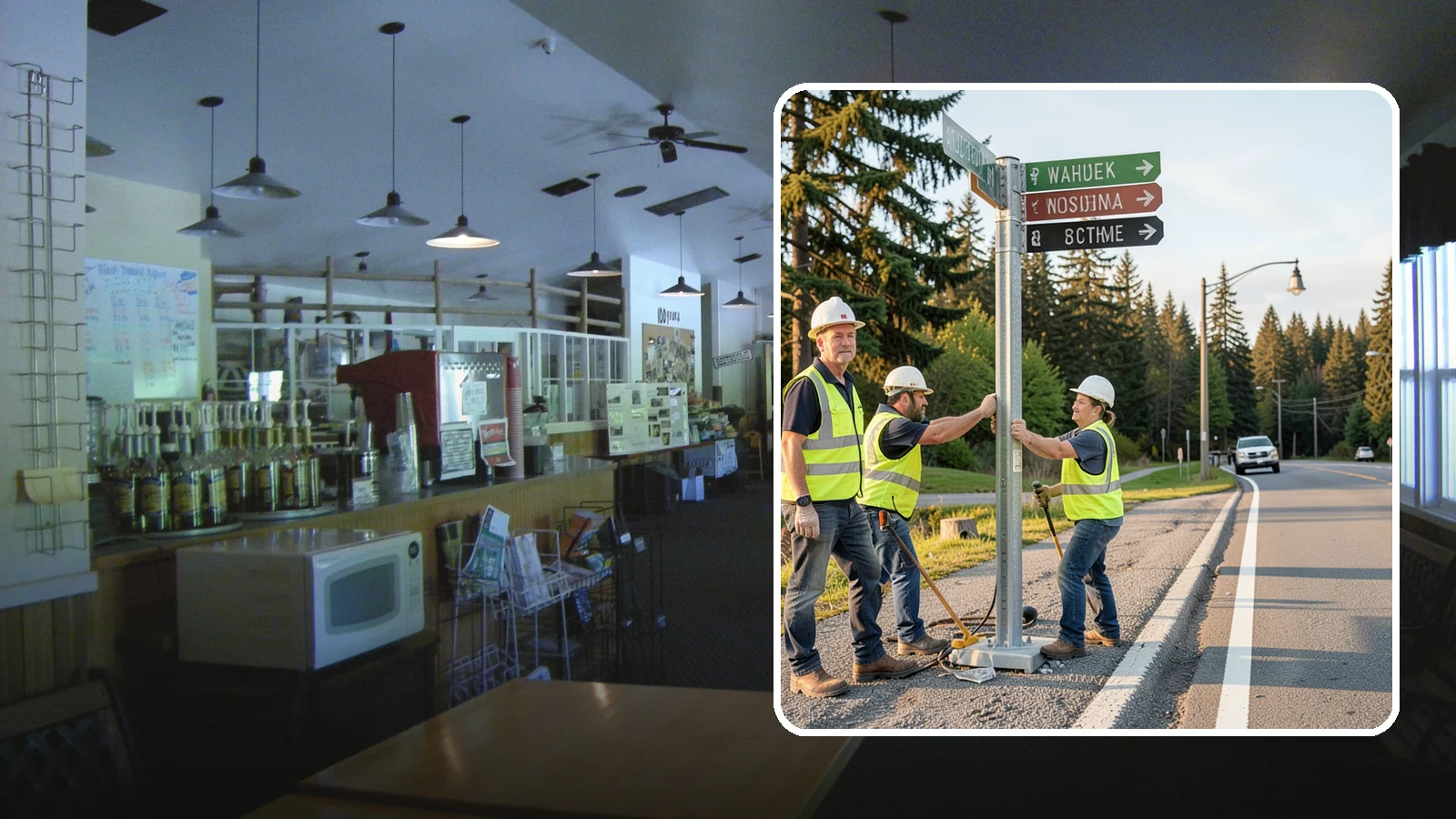 Street Name Sign Installation in Black Diamond, King County, WA - Fabrication and installation of MUTCD-compliant street name signs meeting current retroreflectivity standards.