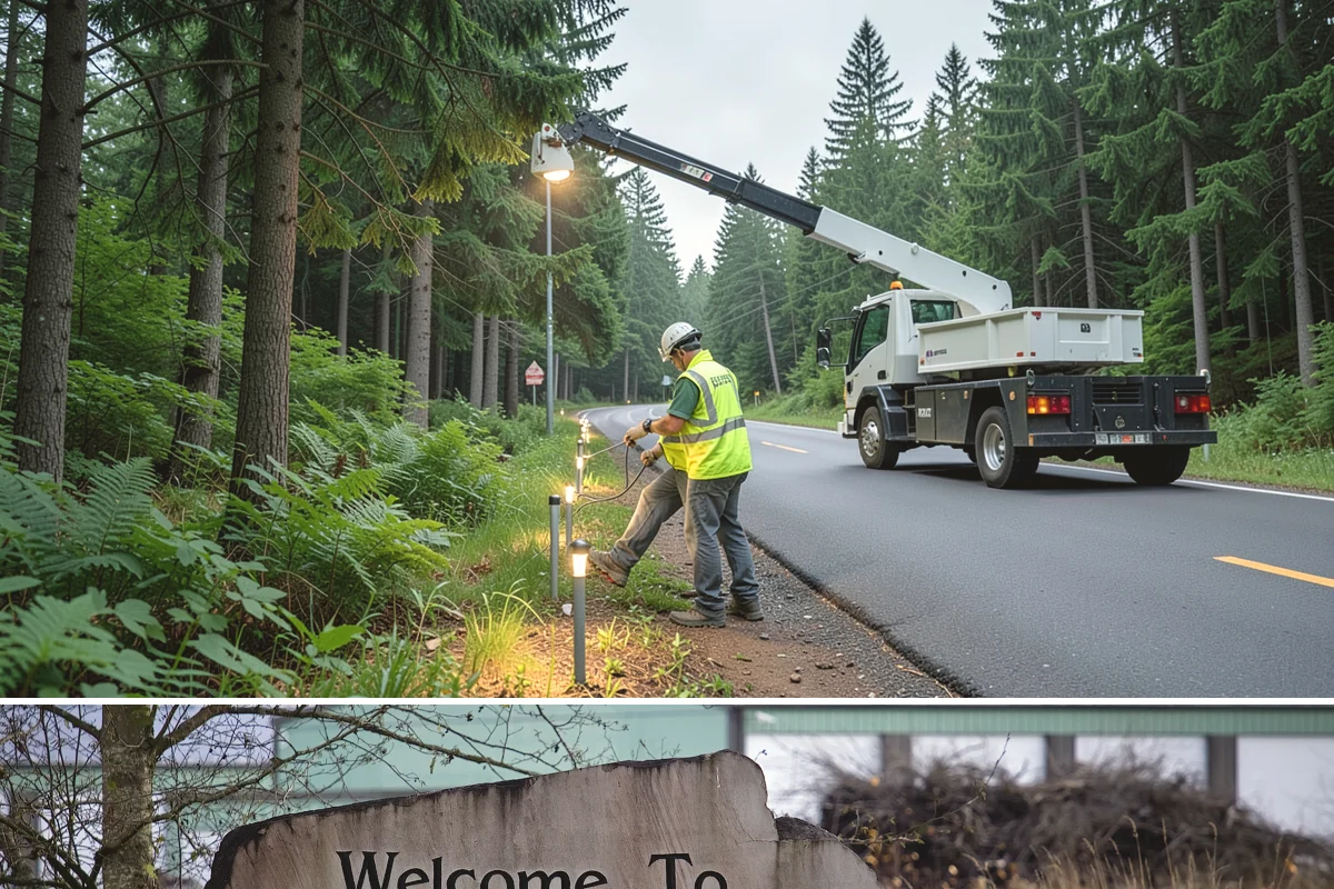 Street Name Sign Installation in Buckley, Pierce County, WA - Sign installation proceeds year-round in Western Washington, though post setting is easier outside prolonged winter saturation.