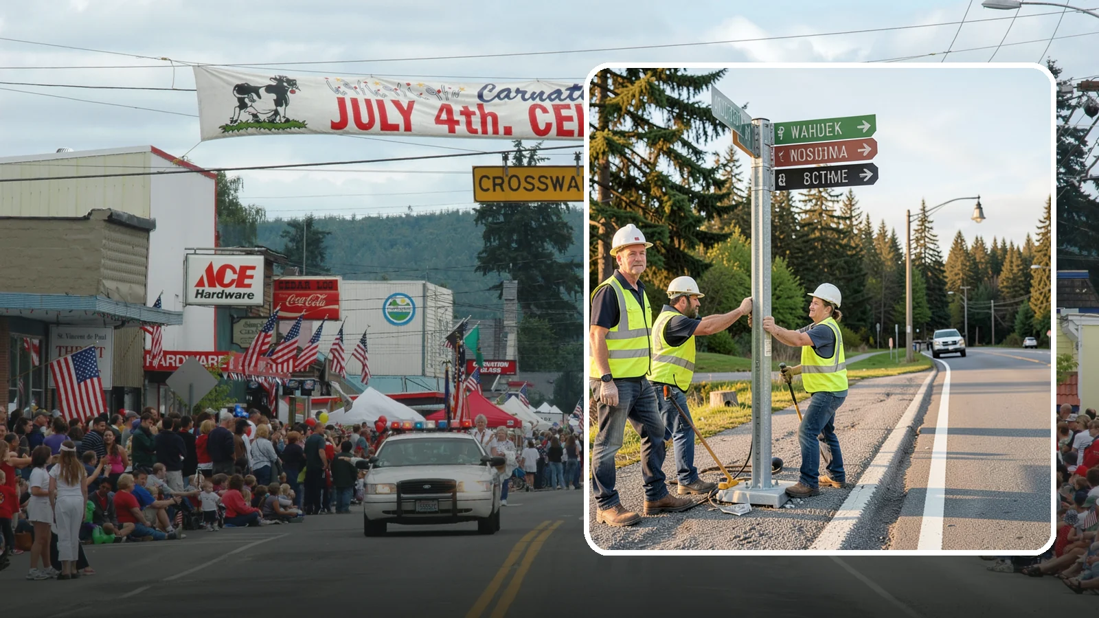 Street Name Sign Installation in Carnation, King County, WA - Fabrication and installation of MUTCD-compliant street name signs meeting current retroreflectivity standards.