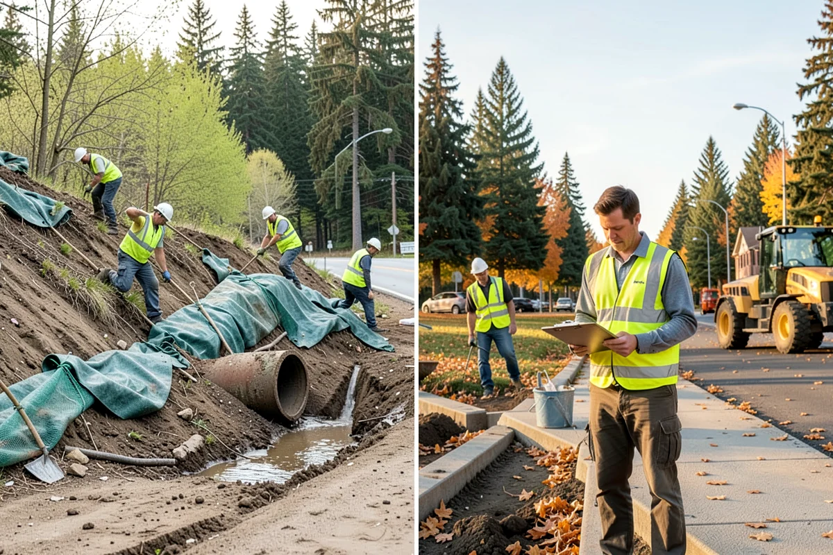 Street Name Sign Installation in Enumclaw, King County, WA - Confirm naming, sheeting grade, and mounting standard with staff