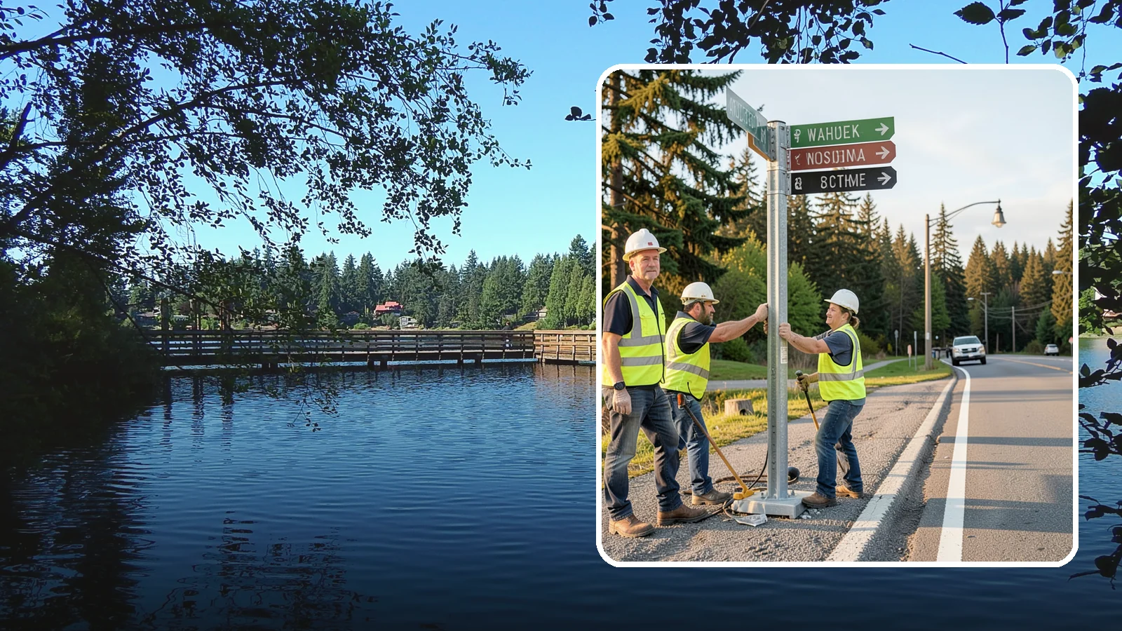 Street Name Sign Installation in Federal Way, King County, WA - Fabrication and installation of MUTCD-compliant street name signs meeting current retroreflectivity standards.