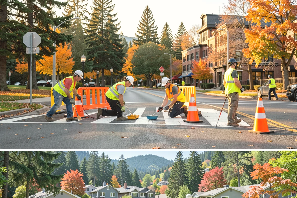 Street Name Sign Installation in Fircrest, Pierce County, WA - Sign installation proceeds year-round in Western Washington, though post setting is easier outside prolonged winter saturation.