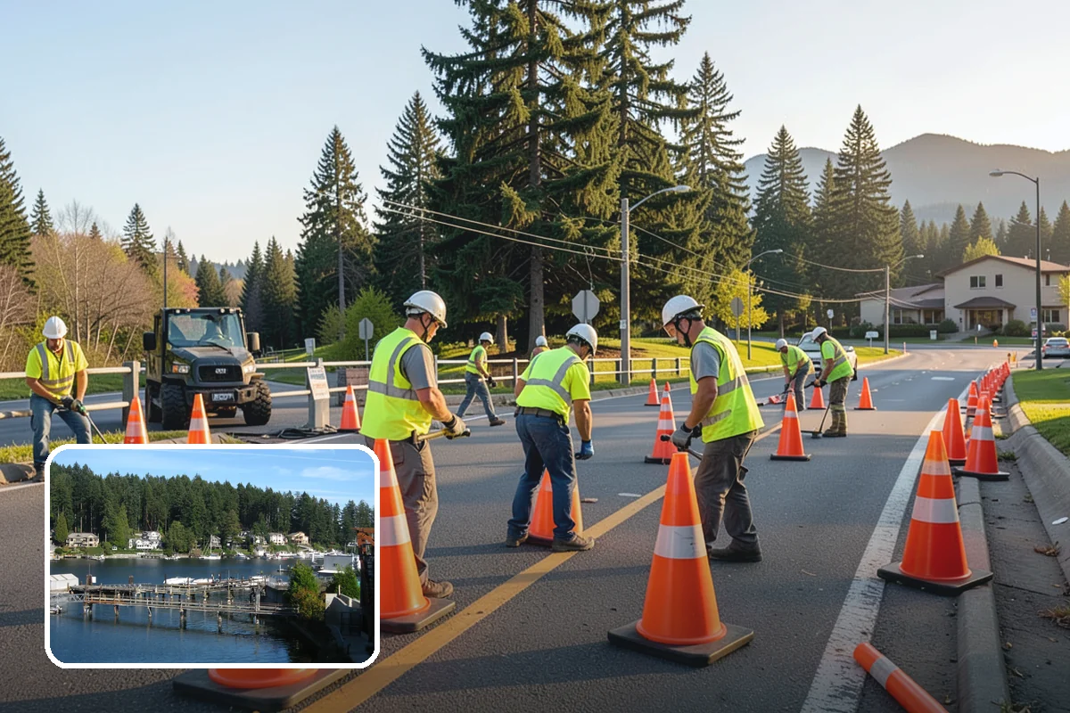 Street Name Sign Installation in Gig Harbor, Pierce County, WA - Brings street name signage into MUTCD and retroreflectivity compliance