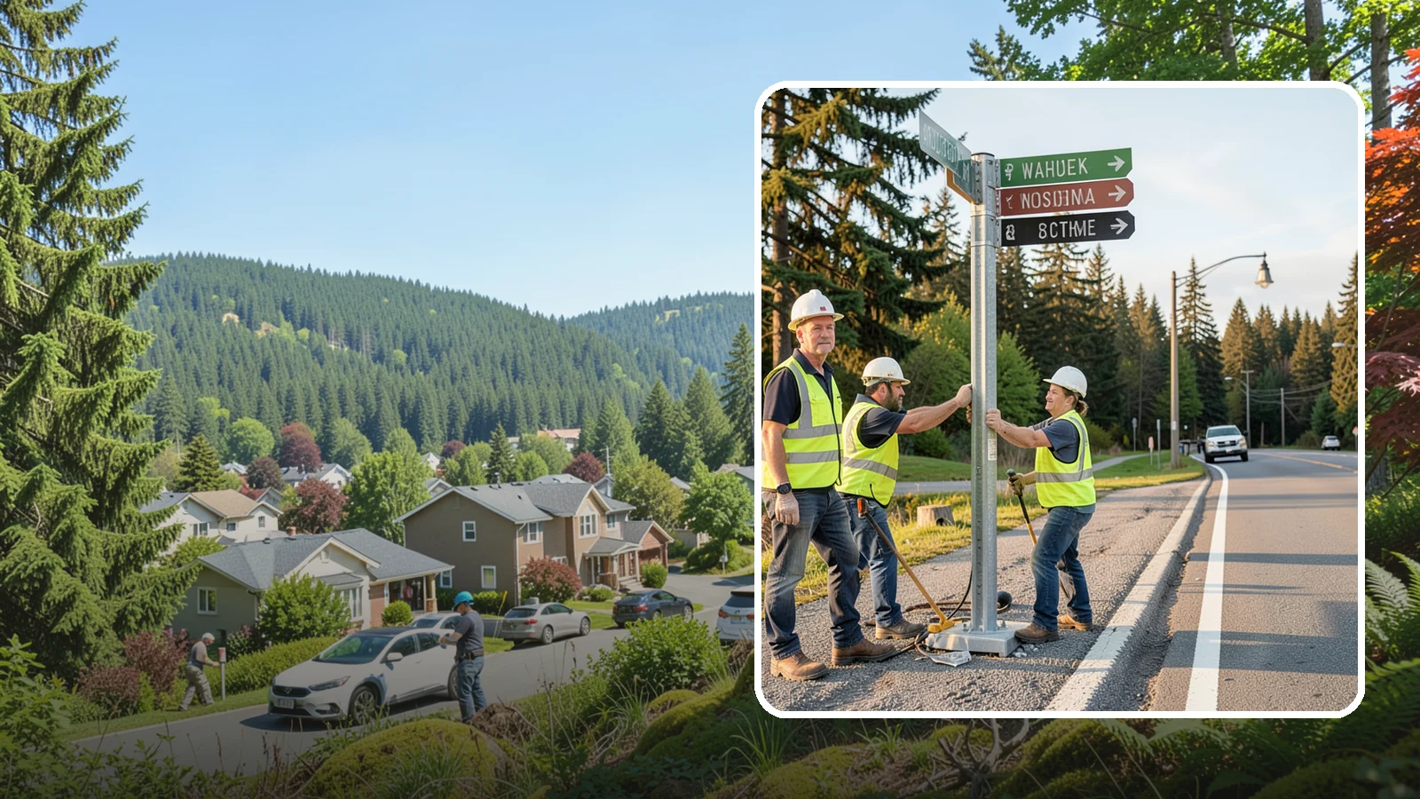 Street Name Sign Installation in Index, Snohomish County, WA - Fabrication and installation of MUTCD-compliant street name signs meeting current retroreflectivity standards.