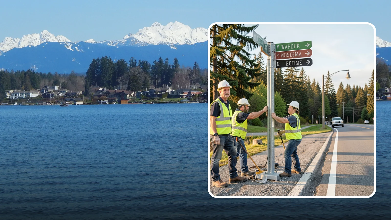 Street Name Sign Installation in Lake Stevens, Snohomish County, WA - Fabrication and installation of MUTCD-compliant street name signs meeting current retroreflectivity standards.