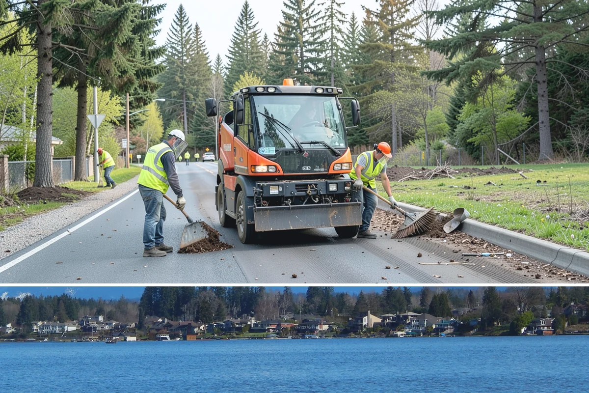 Street Name Sign Installation in Lake Stevens, Snohomish County, WA - Sign installation proceeds year-round in Western Washington, though post setting is easier outside prolonged winter saturation.