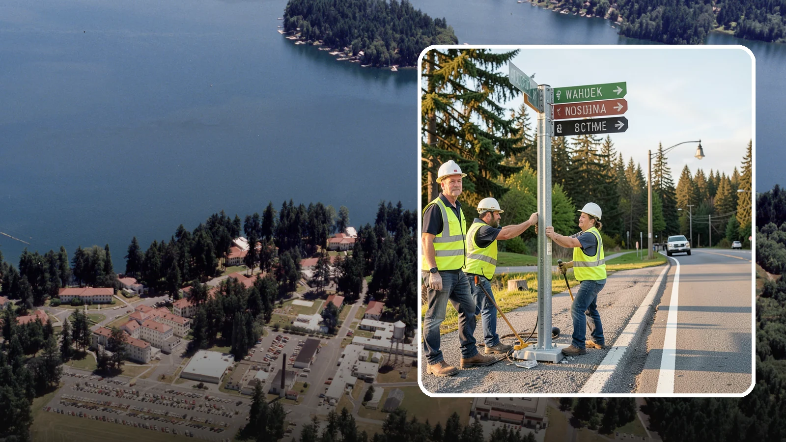 Street Name Sign Installation in Lakewood, Pierce County, WA - Fabrication and installation of MUTCD-compliant street name signs meeting current retroreflectivity standards.
