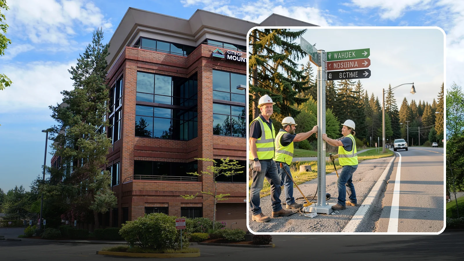 Street Name Sign Installation in Mountlake Terrace, Snohomish County, WA - Fabrication and installation of MUTCD-compliant street name signs meeting current retroreflectivity standards.