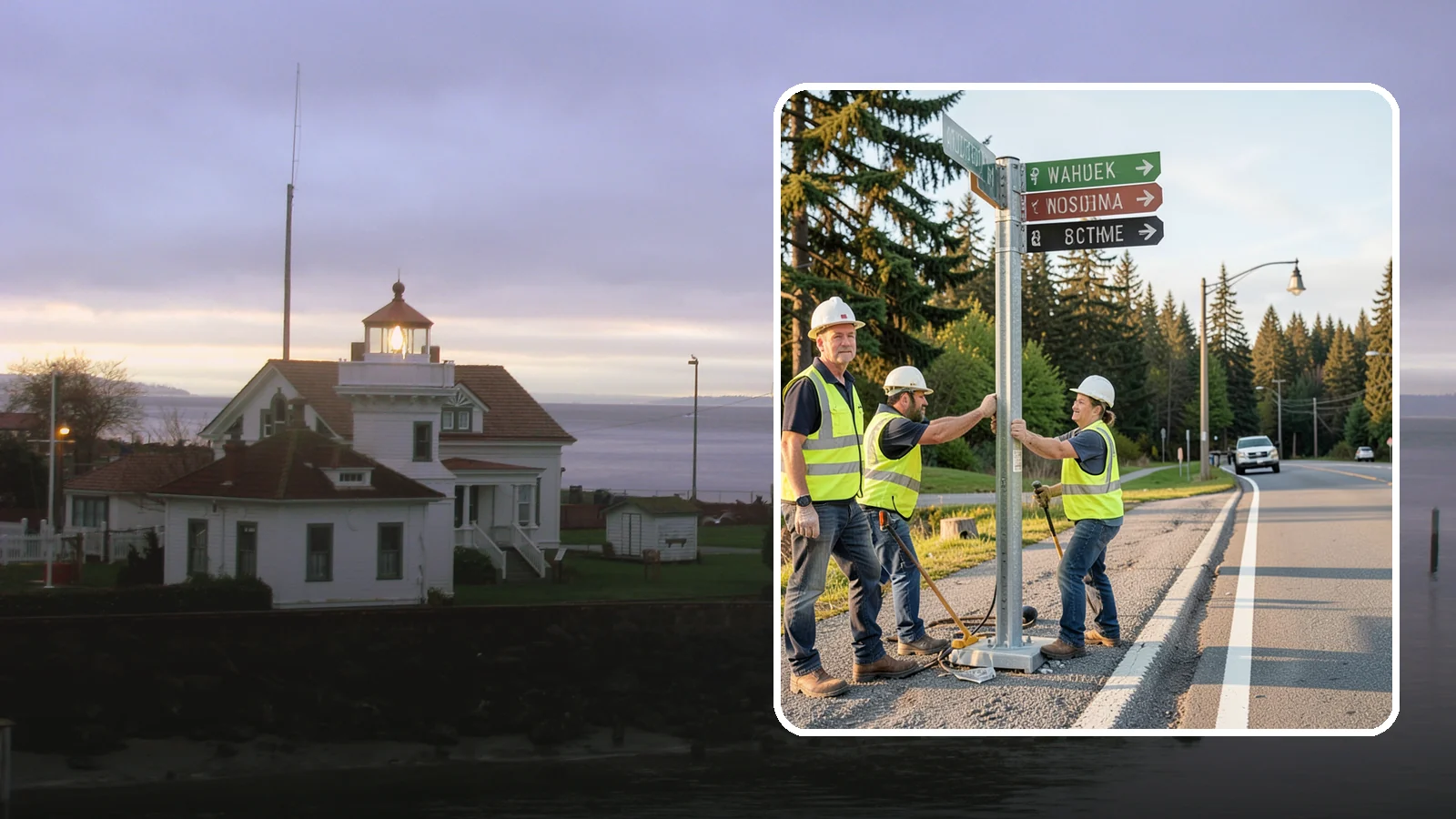 Street Name Sign Installation in Mukilteo, Snohomish County, WA - Fabrication and installation of MUTCD-compliant street name signs meeting current retroreflectivity standards.