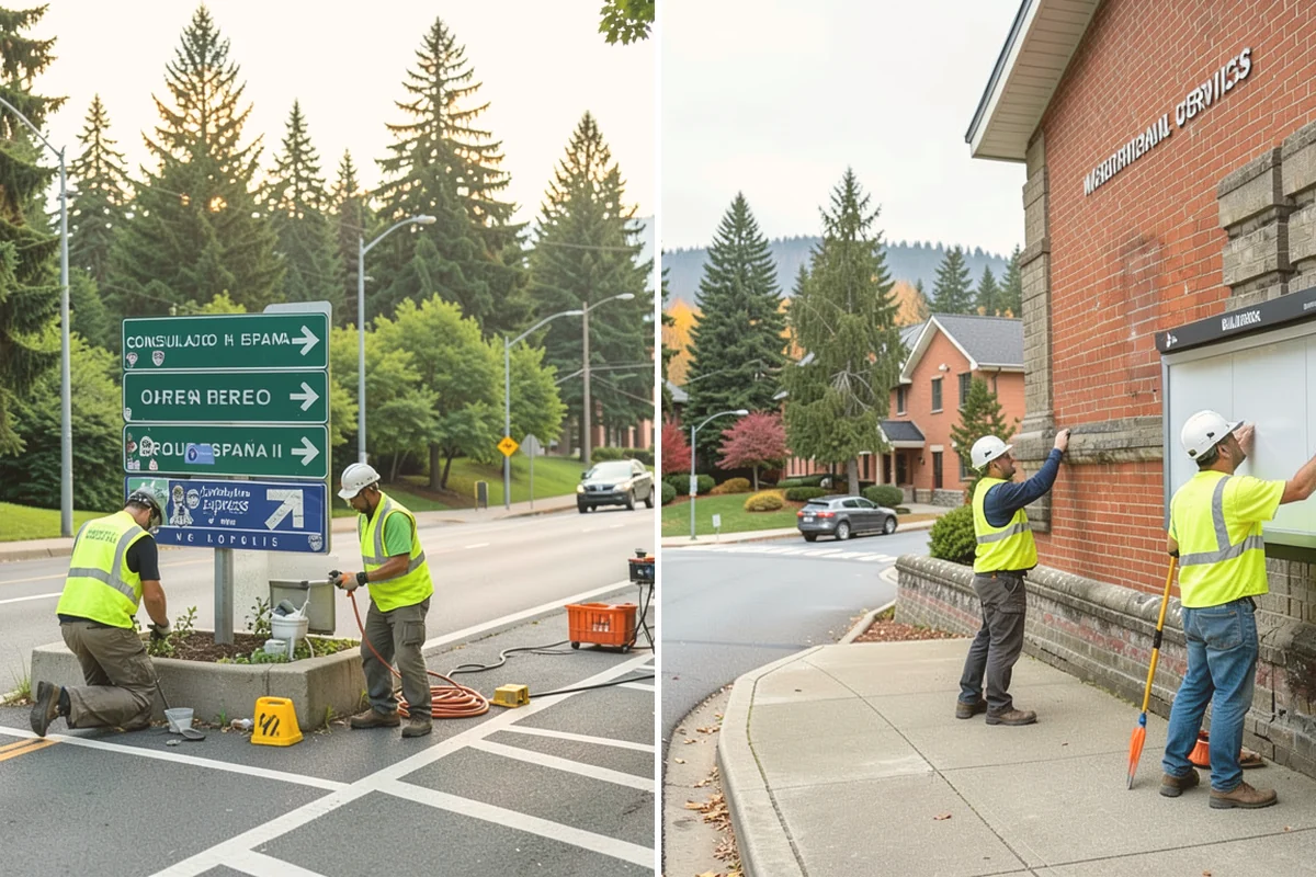 Street Name Sign Installation in Newcastle, King County, WA - Confirm naming, sheeting grade, and mounting standard with staff