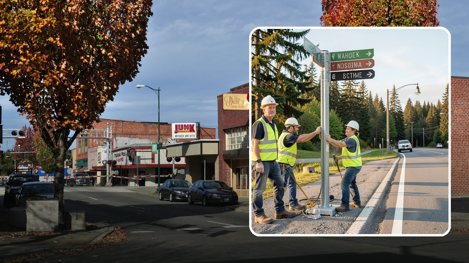 Street Name Sign Installation in Puyallup, Pierce County, WA - Fabrication and installation of MUTCD-compliant street name signs meeting current retroreflectivity standards.