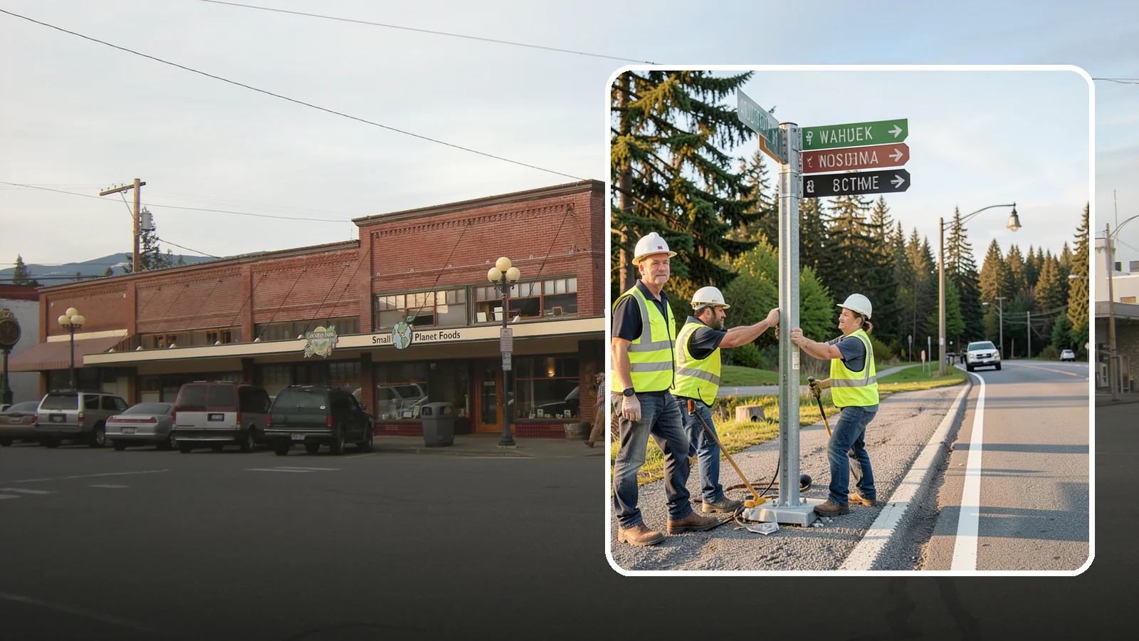 Street Name Sign Installation in Sedro-Woolley, Skagit County, WA - Fabrication and installation of MUTCD-compliant street name signs meeting current retroreflectivity standards.