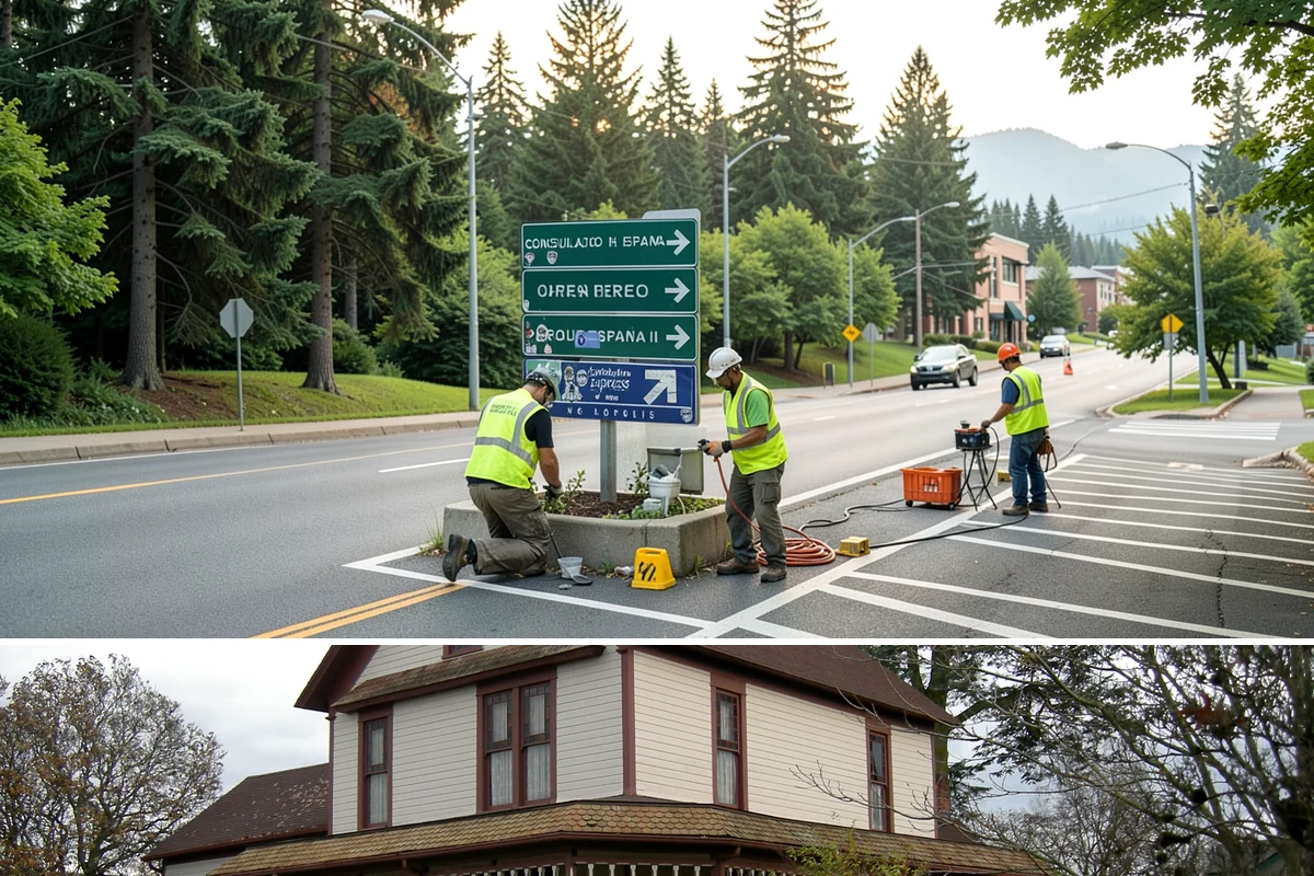 Street Name Sign Installation in Sumner, Pierce County, WA - Sign installation proceeds year-round in Western Washington, though post setting is easier outside prolonged winter saturation.