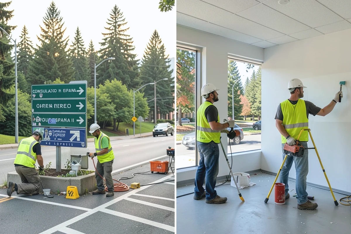 Street Name Sign Installation in Woodinville, King County, WA - Confirm naming, sheeting grade, and mounting standard with staff