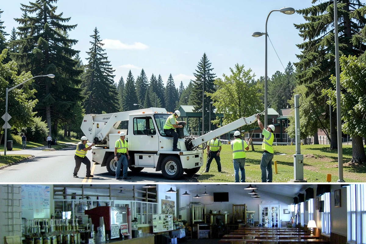 Street Sweeping in Black Diamond, King County, WA - Sweeping intensifies during fall leaf drop and after winter sanding to recover traction grit.