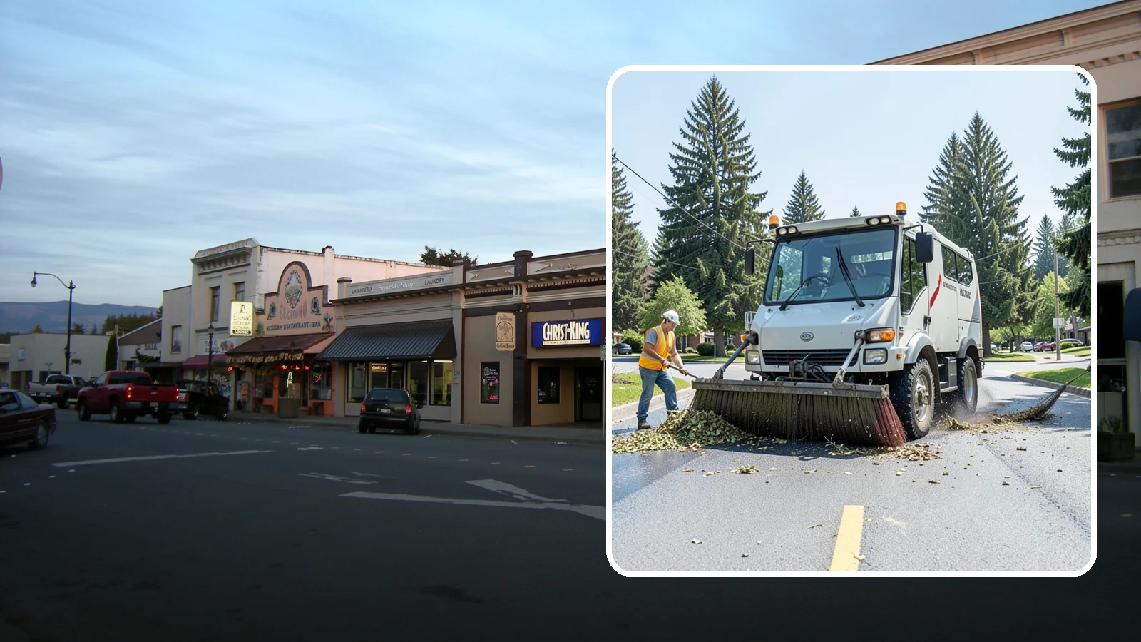 Street Sweeping in Burlington, Skagit County, WA - Routine and route-based mechanical sweeping of municipal streets and arterials.