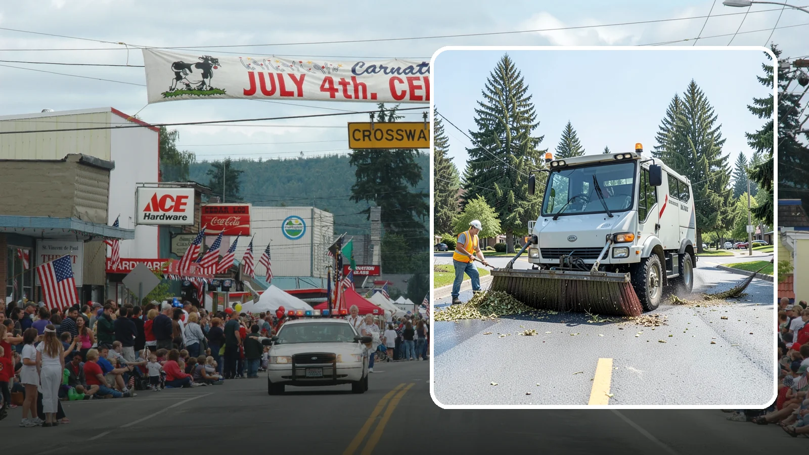 Street Sweeping in Carnation, King County, WA - Routine and route-based mechanical sweeping of municipal streets and arterials.